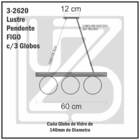 Lustre Pendente Figo Ouro - 3 Globos Esfera De Vidro Branco