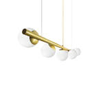 Lustre Pendente Figo Ouro - 5 Globos Esfera De Vidro Branco