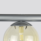 Lustre Pendente Figo Prata - 6 Globos Esfera De Vidro Âmbar