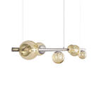 Lustre Pendente Figo Prata - 6 Globos Esfera De Vidro Âmbar