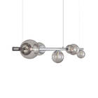 Lustre Pendente Figo Prata - 6 Globos Esfera De Vidro Fumê