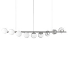 Lustre Pendente Figo Prata - 9 Globos Esfera De Vidro Branco