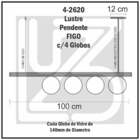 Lustre Pendente Figo Preto - 4 Globos Esfera De Vidro Fumê