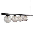 Lustre Pendente Figo Preto - 4 Globos Esfera De Vidro Fumê