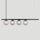 Lustre Pendente Figo Preto - 4 Globos Esfera De Vidro Fumê