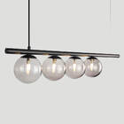 Lustre Pendente Figo Preto - 4 Globos Esfera De Vidro Fumê