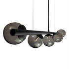 Lustre Pendente Figo Preto - 5 Globos Esfera De Vidro Fumê