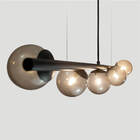 Lustre Pendente Figo Preto - 5 Globos Esfera De Vidro Fumê