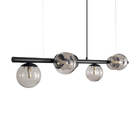 Lustre Pendente Figo Preto - 6 Globos Esfera De Vidro Fumê