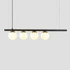 Lustre Pendente Figo Preto Dourado - 4 Globos Esfera De Vidro