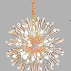 Lustre Pendente Flor Do Sol Dourado Cristal 60cm 18g9 Ds9750
