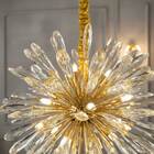 Lustre Pendente Flor Do Sol Dourado Cristal 60cm 18g9 Ds9750