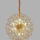Lustre Pendente Flor Do Sol Dourado Cristal 60cm 18g9 Ds9752