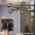 Lustre Pendente Glamour Luxo Exclusivo Led Prata/dourado Glam