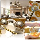 Lustre Pendente Glamour Luxo Exclusivo Led Prata/dourado Glam