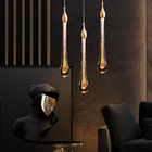 Lustre Pendente Gota Cristal Led Ouro Gold Bivolt Luz Quente