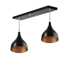Lustre Pendente Gota Duplo Base Retangular Preto/cobre