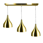 Lustre Pendente Gota Triplo Base Retangular Dourado