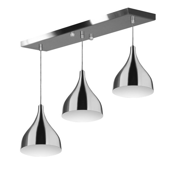 Lustre Pendente Gota Triplo Base Retangular Escovado