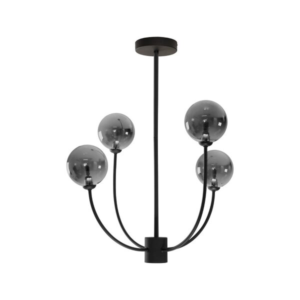 Lustre Pendente Grape Preto Fosco E Smoky Globo + 4x G9 Bq St