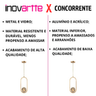 Lustre Pendente Iluminação Arco Dourado com Globo Âmbar Inova