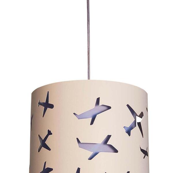 Lustre Pendente Infantil Aviões 25x25 Axul-bebê