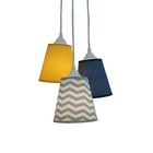 Lustre Pendente Infantil Chevron Cinza, Jeans E Amarelo Bivolt