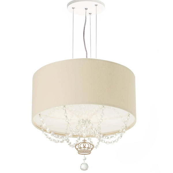 Lustre Pendente Infantil Coroa Cúpula Cáqui 30x15 2e27