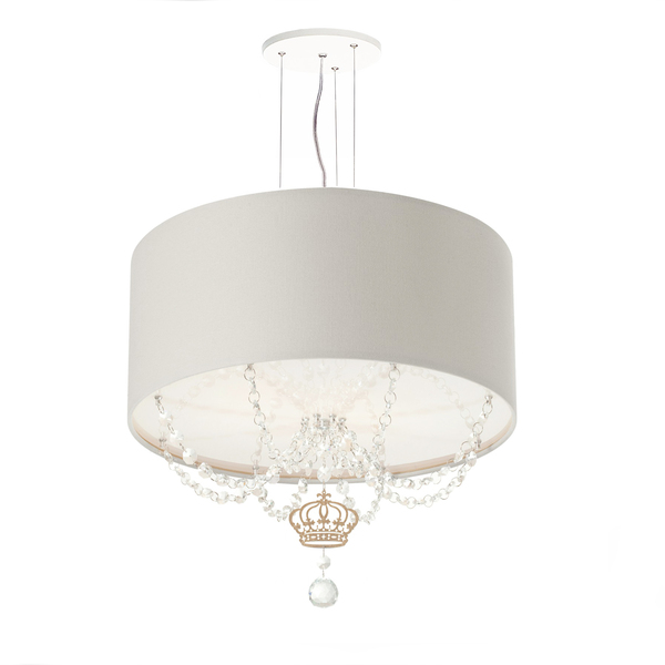 Lustre Pendente Infantil Coroa Cúpula Cinza 30x15 2e27