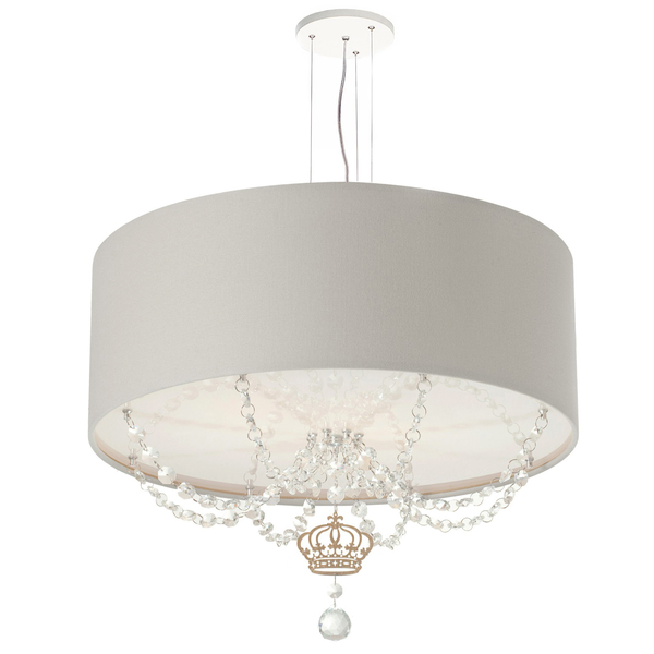 Lustre Pendente Infantil Coroa Cúpula Cinza 50x15 3e27
