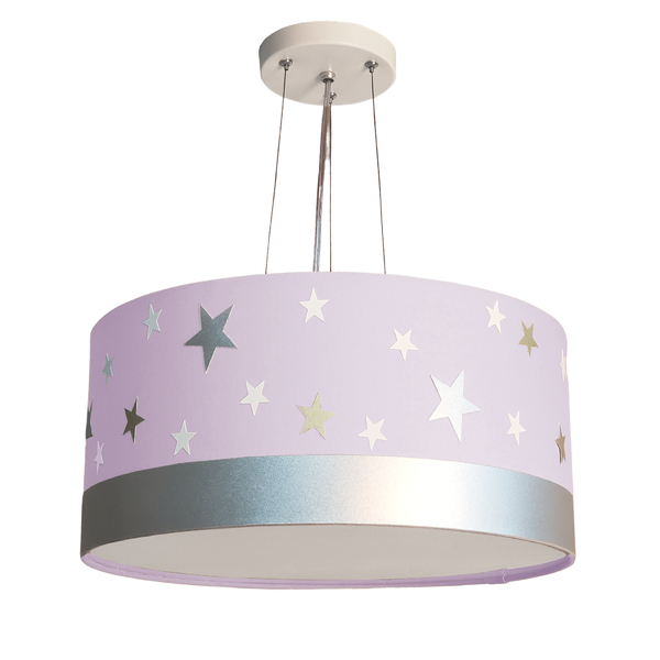 Lustre Pendente Infantil Estrelas Cúpula 30x15 2e27  Lilás
