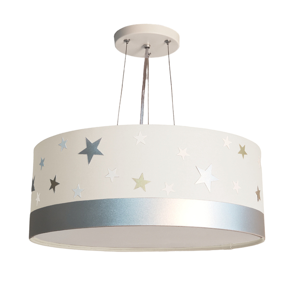 Lustre Pendente Infantil Estrelas Cúpula 40x15 2e27 Branco