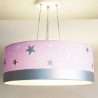 Lustre Pendente Infantil Estrelas Cúpula 50x15 3e27  Lilás