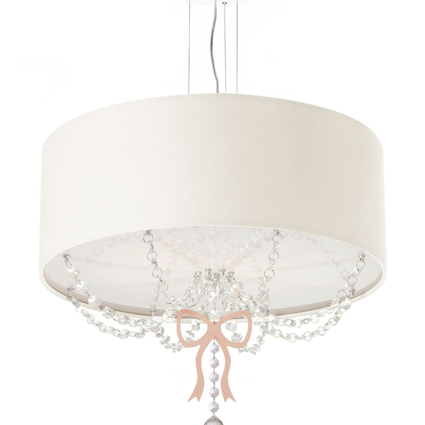 Lustre Pendente Infantil Laço Cúpula Branco 40x15 2e27