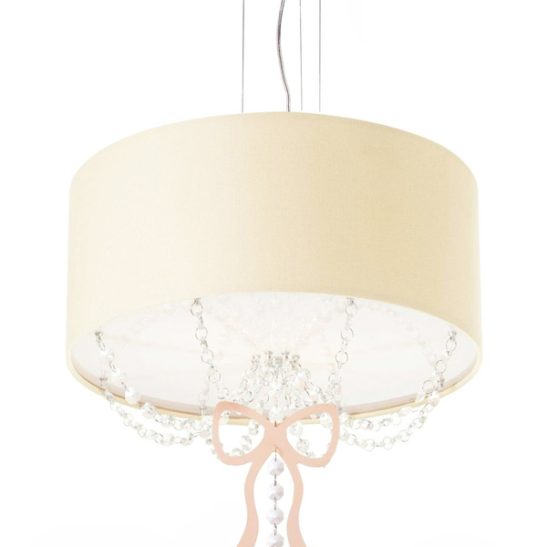 Lustre Pendente Infantil Laço Cúpula Crú 30x15 2e27