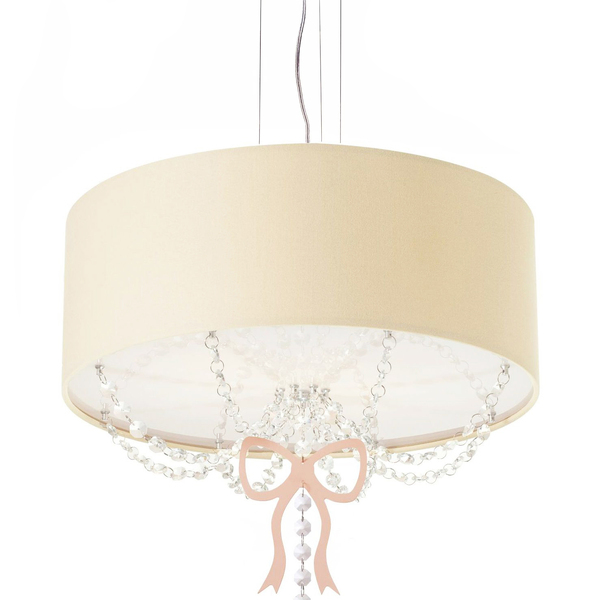 Lustre Pendente Infantil Laço Cúpula Crú 40x15 2e27