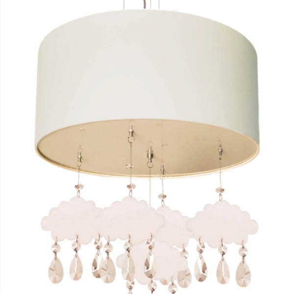 Lustre Pendente Infantil Nuvens Com Cúpula 30cm Branco