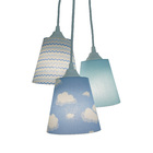 Lustre Pendente Infantil Nuvens E Zig Zag Azul E Branco Bivolt