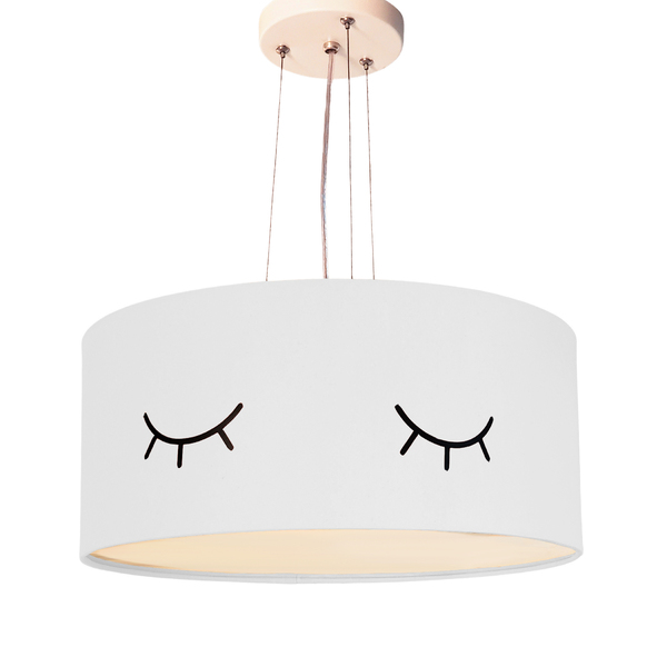 Lustre Pendente Infantil Olhinho Cúpula 30x15 2e27  Branco