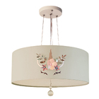 Lustre Pendente Infantil Unicórnio Cúpula Cinza 50x15 3e27