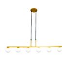 Lustre Pendente Jabuti Six Cor Dourado Com Globos Branco Fosc