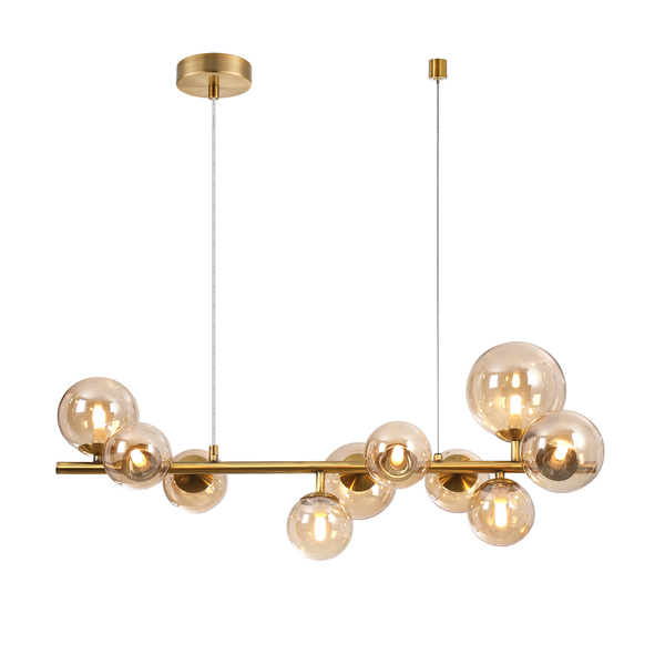 Lustre Pendente Jabuticaba Dourado C/10 Globos P/lampadas G9