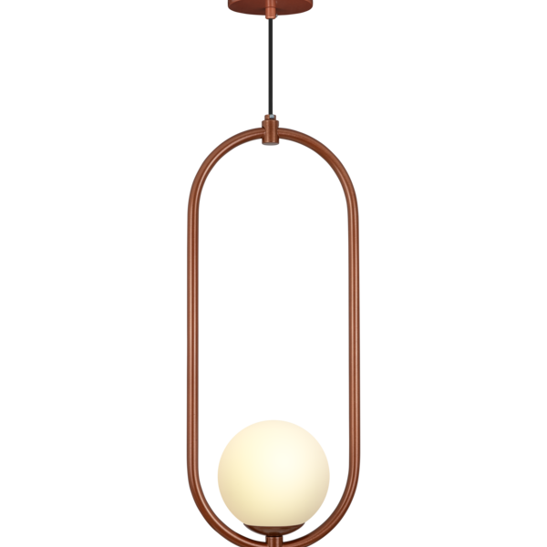 Lustre Pendente Jabuticaba Oval 1 Globo Vidro Esfera Cobre