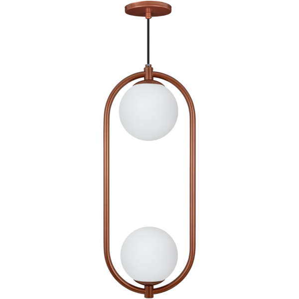 Lustre Pendente Jabuticaba Oval Globo Duplo Vidro Cobre