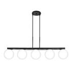 Lustre Pendente Jabuticaba Preto Com 5 Globos De Vidro G9