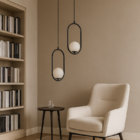 Lustre Pendente Jabuticaba Preto Vidro Opaco Marca Inovartte