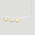 Lustre Pendente Katana Branco 3 Globos Esfera Vidro Âmbar