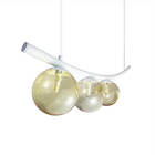 Lustre Pendente Katana Branco 3 Globos Esfera Vidro Âmbar