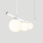 Lustre Pendente Katana Branco 3 Globos Esfera Vidro Branco
