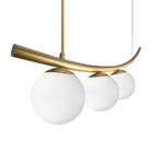 Lustre Pendente Katana Ouro 3 Globos Esfera Vidro Branco